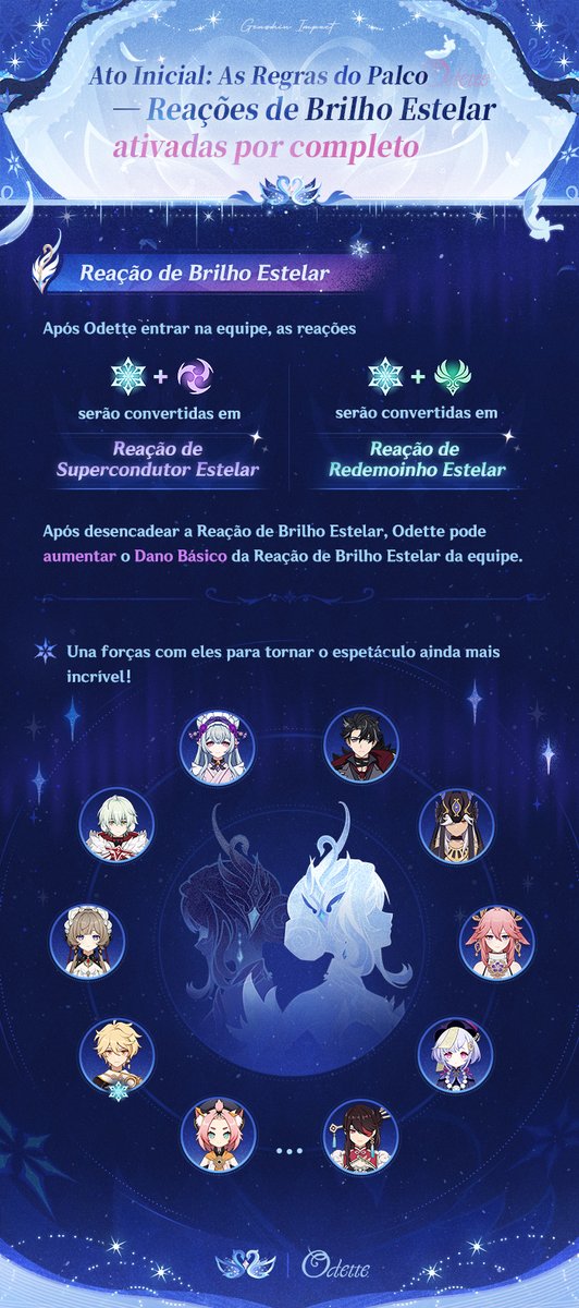 BRGenshinImpact's tweet photo. Apresentação das Habilidades de Personagem — "Graça Girante na Neve" - Odette
#GenshinImpact #Odette #NowSnezhnaya #GenshinSnezhnaya

Olá, Viajante~ Hoje, Odette traz uma nova apresentação com um estilo diferente do habitual. Venha conferir o lado mais afiado dela~
O evento de Oração "Silhueta de Cisne no Gelo" será aberto após a atualização da Versão 7.0 (12/08) — a taxa de drop de "Graça Girante na Neve - Odette (Cryo)" receberá um grande aumento!