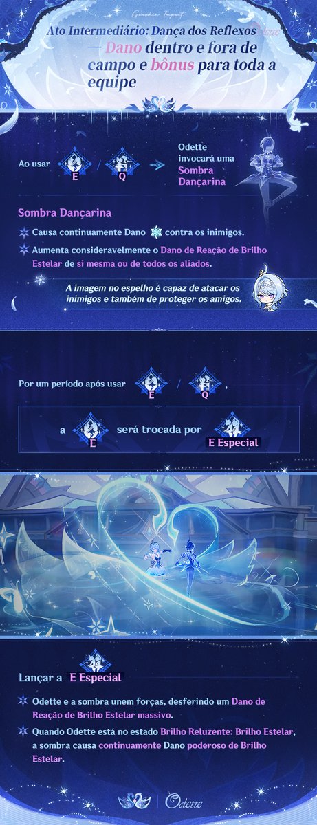 BRGenshinImpact's tweet photo. Apresentação das Habilidades de Personagem — "Graça Girante na Neve" - Odette
#GenshinImpact #Odette #NowSnezhnaya #GenshinSnezhnaya

Olá, Viajante~ Hoje, Odette traz uma nova apresentação com um estilo diferente do habitual. Venha conferir o lado mais afiado dela~
O evento de Oração "Silhueta de Cisne no Gelo" será aberto após a atualização da Versão 7.0 (12/08) — a taxa de drop de "Graça Girante na Neve - Odette (Cryo)" receberá um grande aumento!