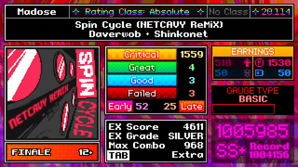Mds_042's tweet photo. Spin Cycle (NETCAVY ReMiX)  FINALE  SS+(1,004,156→1,005,985)
#vividstasis https://t.co/7GR8n1rC7W