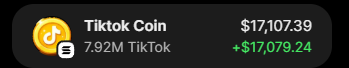 coromaroco's tweet photo. A trader turned a $323 bet on $TikTok into a 48x return.

This wallet bought $TikTok when the market cap was only $29.63K. As the token surged to a $2M market cap, that early position exploded in value.

So far, the trader has only taken out $107 in profit and is still holding around $16K worth of $TikTok.

Contract: 89RAitwPJBEfLK4Gcg5iv7AjFABHWNvoD5rkvRkvpump

Wallet: FZGHSr8GerEkeSYnFFCvgNgTbgZ1GxnS8ivg3aMnQend