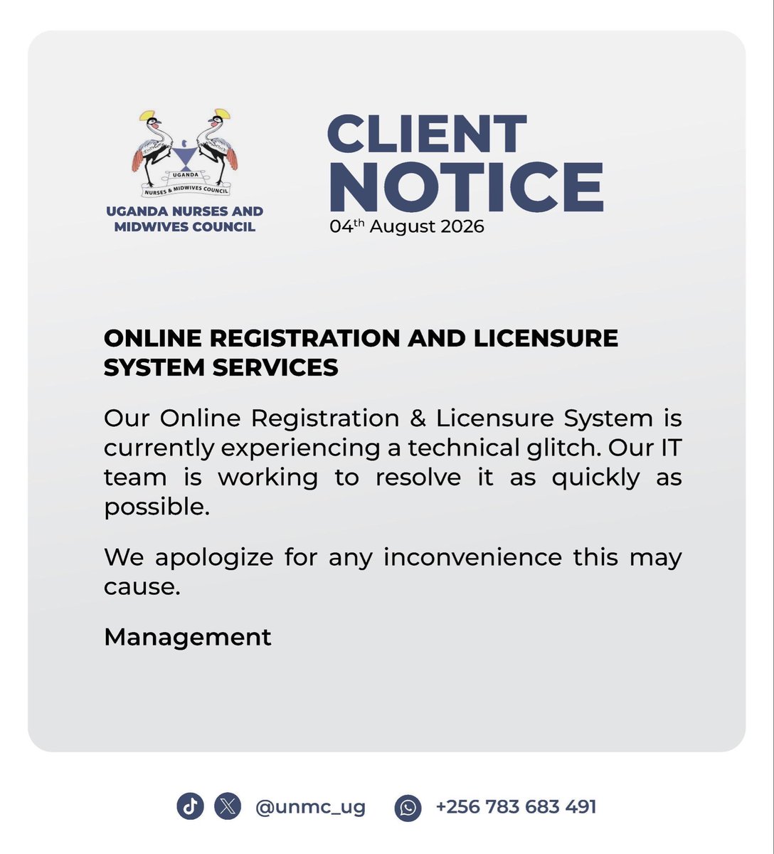 UNMC_Ug's tweet photo. 📌Client Notice https://t.co/kGdUnCkjDa