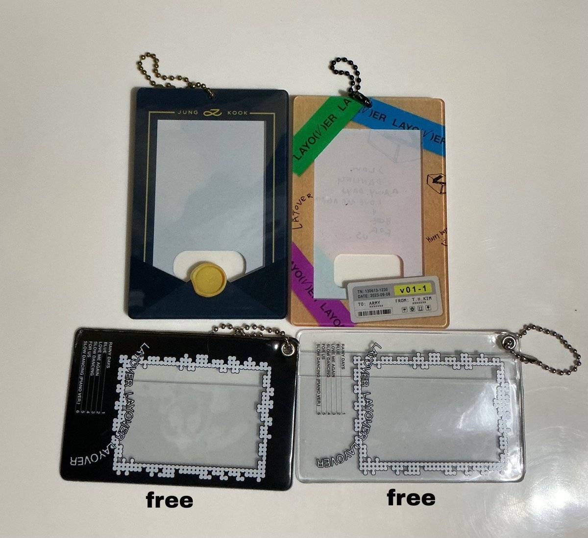bndcart's tweet photo. WTS LFB LF PH

RUSH SELLING

layover &amp; golden photocard holders 

🏷️ final price: 350 for both (og: 620)
onhand

tags bts arirang taehyung jungkook taekook jimin jin yoongi jhope suga album rooted korea pob exclusive jp concert holder keyring pc face rpwp weverse bulacan ticket https://t.co/W5FBGesmE0