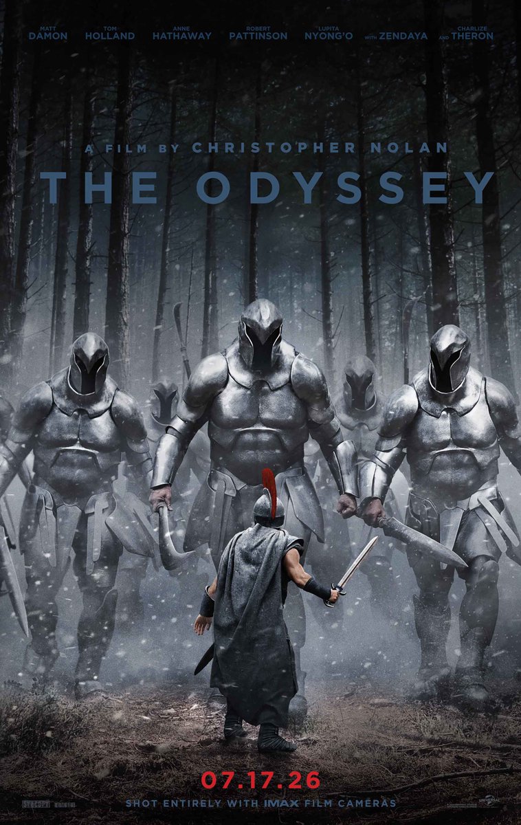 mimisum's tweet photo. The Odyssey (2026). Щось середнє між Macbeth (2015) і The Adventures of Sinbad (1996). Дуже гарно (хоча десь тут ми побачили візуальну межу Нолана, яку він не може переступити), але дещо фрівольна інтерпретація міфів. А ще жахливий каст і бісить оцей маркетинговий аймаксо-дроч https://t.co/4UdIKwaKmO
