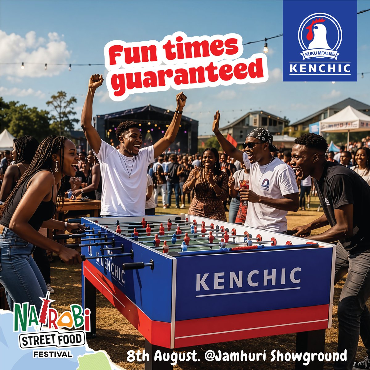 KenchicKenya's tweet photo. Kama you’ve not gotten your Nairobi Street Food Festival ticket yet, unangoja?  
🍗 Grab something delicious from the food truck
🎯 Challenge your squad at our games.
🎶Catch the vibes, the music and the moments worth posting.
Come hungry and give peeps major FOMO.
📍Jamhuri Showground
📅8th August