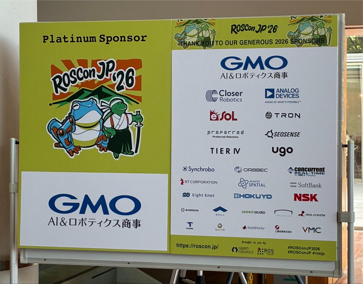 GMOdev's tweet photo. @GMO_AIR は、明日まで開催の #ROSConJP に協賛、ブース出展しています。ご参加予定の方は是非ブースまで足をお運びください🤖
#GMOインターネットグループ
#ros #roscom https://t.co/9rdpAysenp