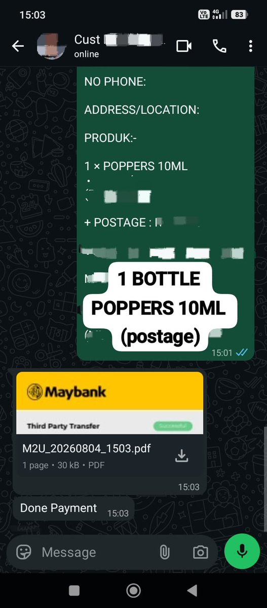 AbgSeller's tweet photo. THANK YOU FOR ORDERING AND THANK YOU TRUST MY SERVICE TO. 😘

✅ POPPERS 10ML.

🚚 DELIVERY/COD: KUALA LUMPUR &amp; SELANGOR.

📮 POSTAGE: MONDAY - FRIDAY.

(Link Order At My Bio...Thank You) https://t.co/r6ZQwNbOpu