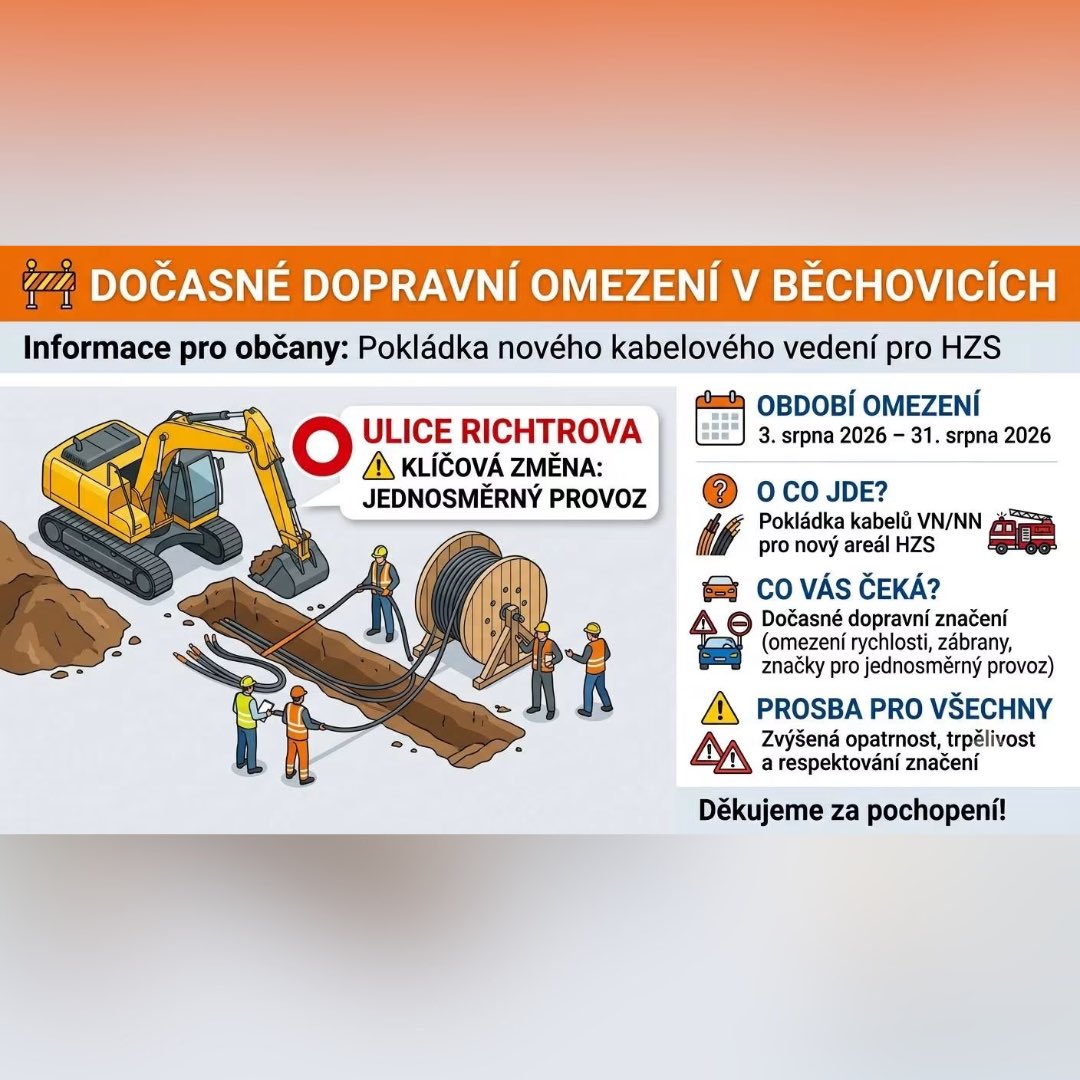 mcbechovice's tweet photo. A ještě jedno upozornění:

🚧 Dočasné dopravní omezení v Běchovicích

Milí Běchovičáci,

dovolujeme si vás informovat o plánovaném dočasném omezení silničního provozu v blízkém okolí Českobrodské.

Děkujeme za pochopení! https://t.co/LIFGpySrBU