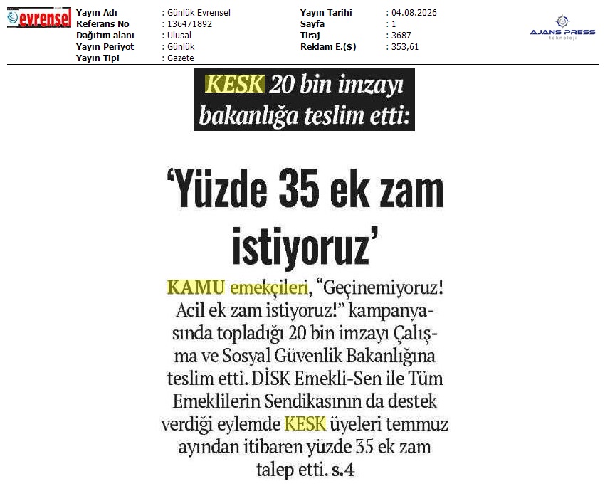 KESK1995's tweet photo. Evrensel Gazetesi: Toplu sözleşme hükümsüzdür! %35 #EkZam istiyoruz! @evrenselgzt https://t.co/4Co5l2LCKL