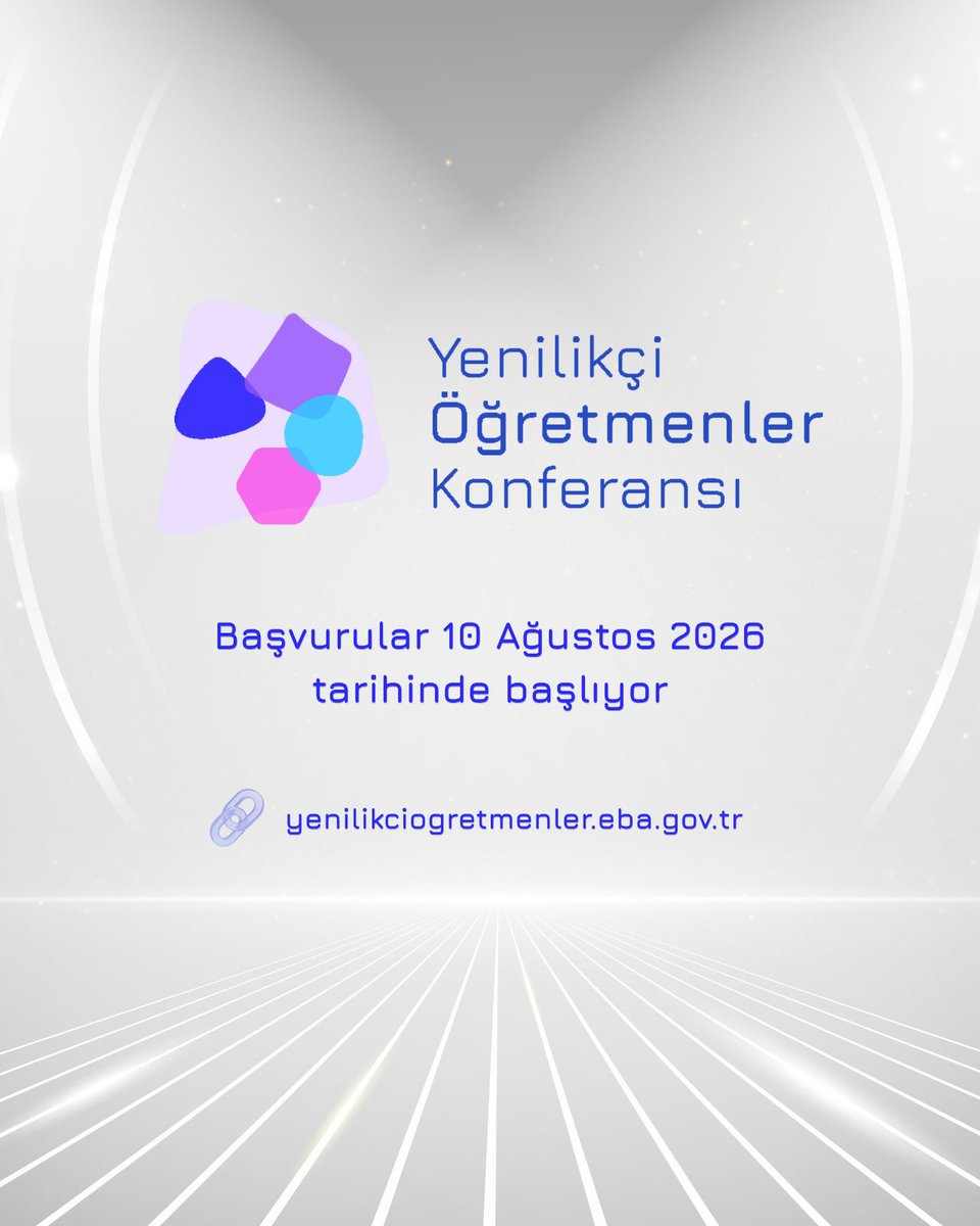 tcmeb's tweet photo. ✨ Yenilikçi Öğretmenler Konferansı ve Kristal Meşale Ödül Programı Başlıyor 💫

Öğretmenler, okul yöneticileri ve eğitim paydaşları arasında deneyim paylaşımını desteklemeyi, eğitimde yenilikçilik ve dijital dönüşüm kültürünü güçlendirmeyi amaçlayan konferans ve ödül programı;

 🎯 Eğitimde fark yaratan uygulamaların ulusal düzeyde tanıtılıp paylaşılmasına olanak sağlayacak.

📢 Başvuruları, 10 Ağustos - 16 Eylül 2026 arasında yapılabilecek.

🏆 27-28 Kasım 2026 tarihleri arasında Ankara’da gerçekleşecek.

🔗 https://t.co/KlzZI2p18D adresinden erişimde olacak.

👉🏻 https://t.co/NYNBXH1BY2