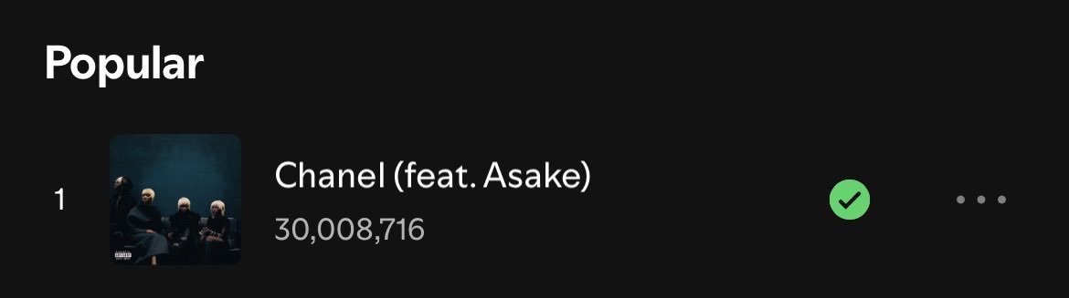 Folarinjoy2's tweet photo. Blaqbonez &amp; Asake’s “Chanel” has surpassed 30M streams on Spotify. https://t.co/MVOT2BdueV