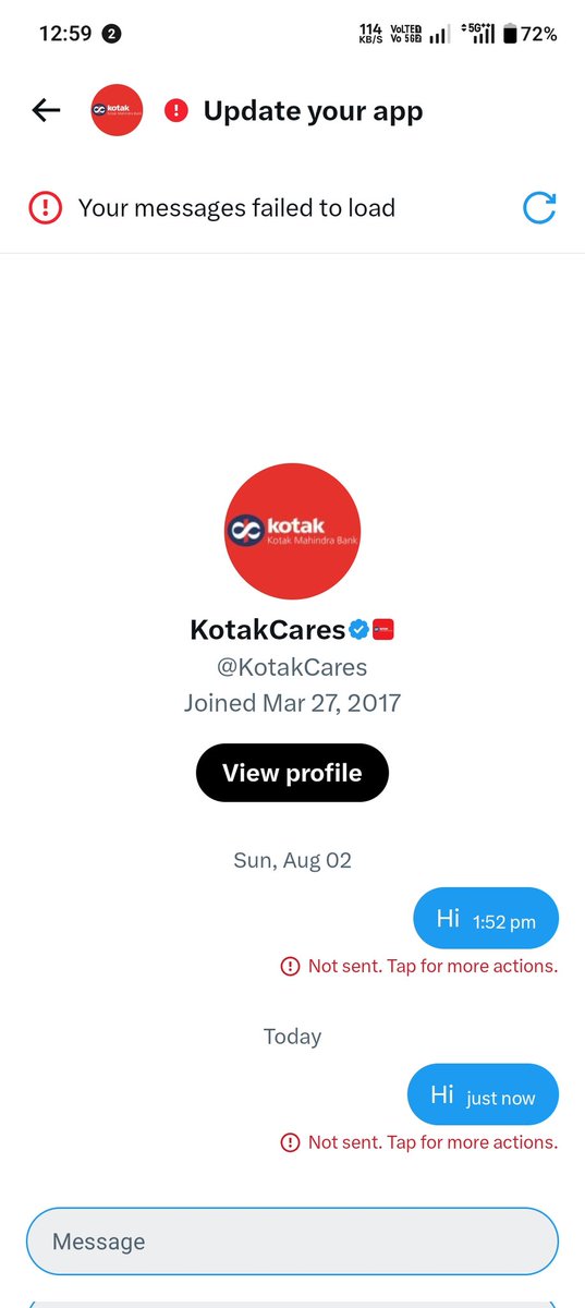 Varya1480's tweet photo. @KotakCares तुम्हारा DM बॉक्स मे चैट नहीं हो रहा है। https://t.co/Z9teabKJ9G