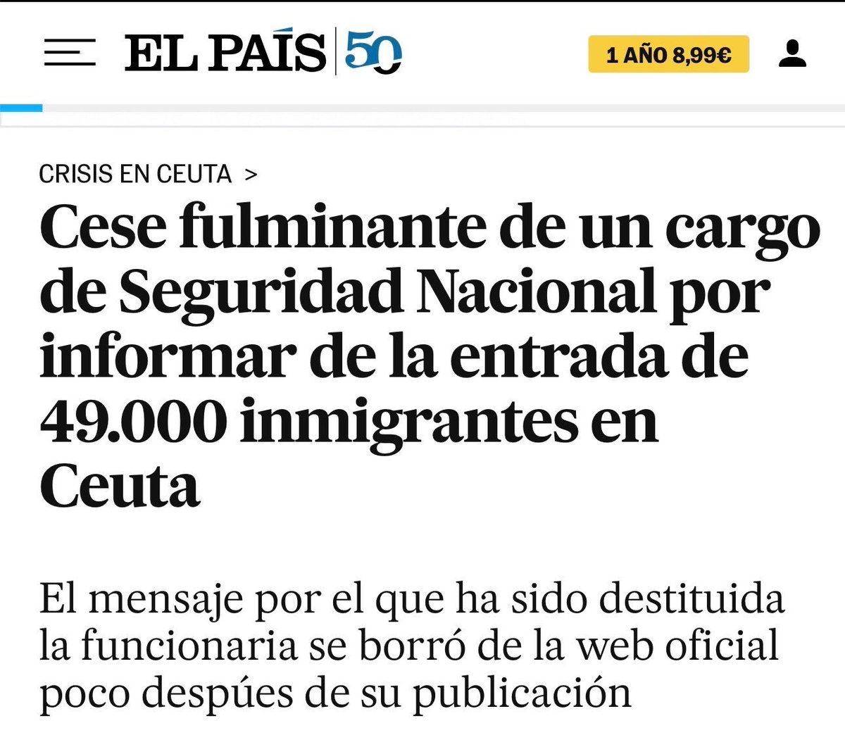 capTercio's tweet photo. La funcionaria que informó del número de inmigrantes que habían entrado, única cesada por la crisis de Ceuta. https://t.co/iBHtvtsLW8
