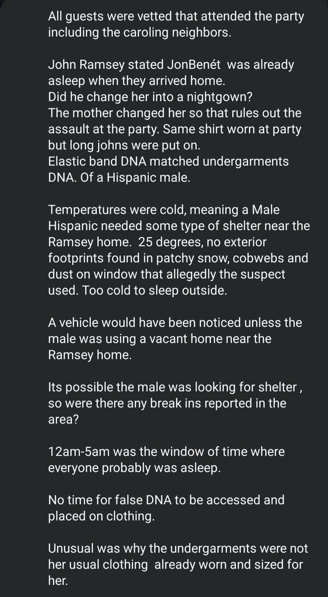 William4594223's tweet photo. @elonmusk  update 
Ruled out assault at party. So it appears to be the Ramsey home was chosen at random. https://t.co/tKd3Tjd4Y1