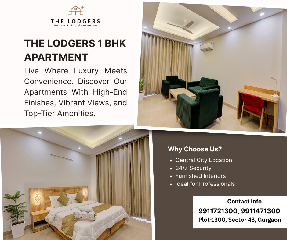 lodgers_the's tweet photo. Book Your Stay Today: 99117 21300 | 99114 71300
Looking for a fully furnished 1 BHK apartment in Gurugram that combines luxury, comfort, and convenience?

#TheLodgers #Gurgaon #1BHKApartment #hospitalitymarketing #luxurylifestyle https://t.co/Iq2wU1ompb