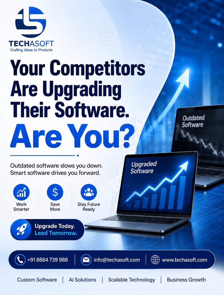 TECHASOFT_BNGLR's tweet photo. In today's digital world, outdated #software can slow down operations, reduce productivity, and limit business growth.

Modern businesses are investing in solutions to automate processes, improve customer experiences, and stay ahead of the competition.

🌐https://t.co/V0Smjyyh5w https://t.co/kncLnXmmiT