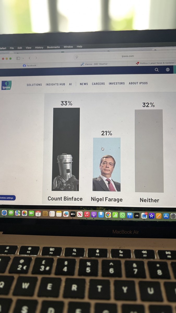 bobbymorrell's tweet photo. It’s hilarious that @Ipsos is bothering to put this much effort into covering this by election - how humiliating for Farage -  and what a filip for Binface… the whole farce is insane. https://t.co/d0AMJwo0mN