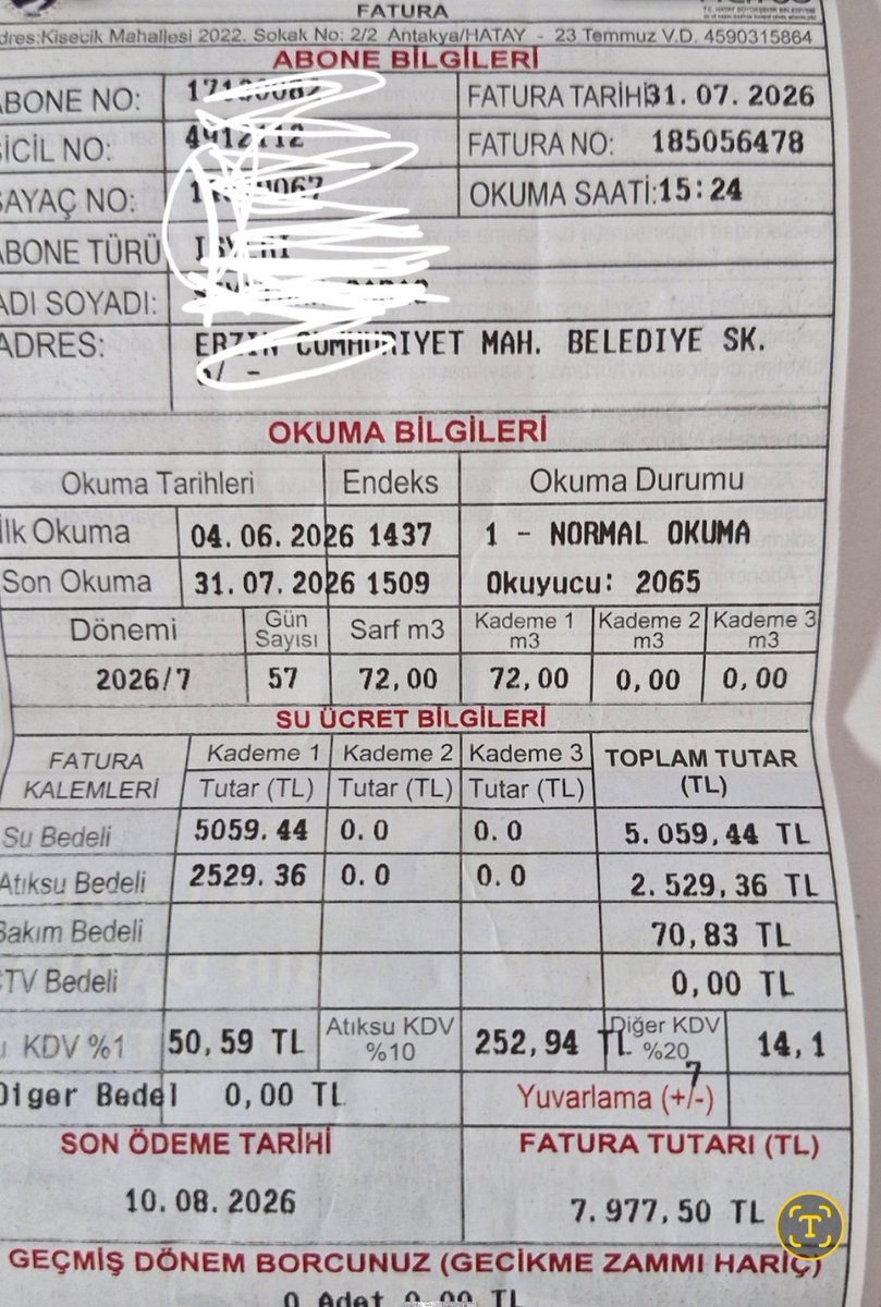 ferhat_gurhan's tweet photo. @sokakkedisitv 
Hatayın Erzin ilçesinde mütevazı bir lokanta işletiyorum. Su faturamın hali ortada. İş yerimde 3 klima 1 difriz dolap 2 buzdolabı var yaz aylarında elektrik faturam 5.000 tl yine geçmiyor takdiri yorumu size bırakıyorum https://t.co/lHZgHjyN7t