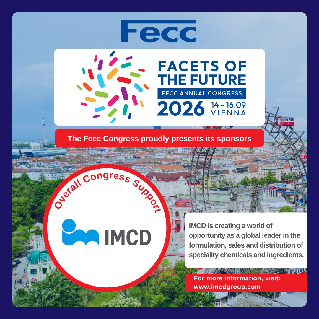 FeccEurope's tweet photo. The ✨ Fecc Congress 2026 ✨ proudly introduces #IMCD Group as "Overall Congress Support" Sponsor for this year’s edition!
We are excited to have you on board! 🎉
📲 Interested in the Fecc Congress? Register now at https://t.co/HCXe9WEev0
#FECC2026 https://t.co/4Vbj7SaJlm