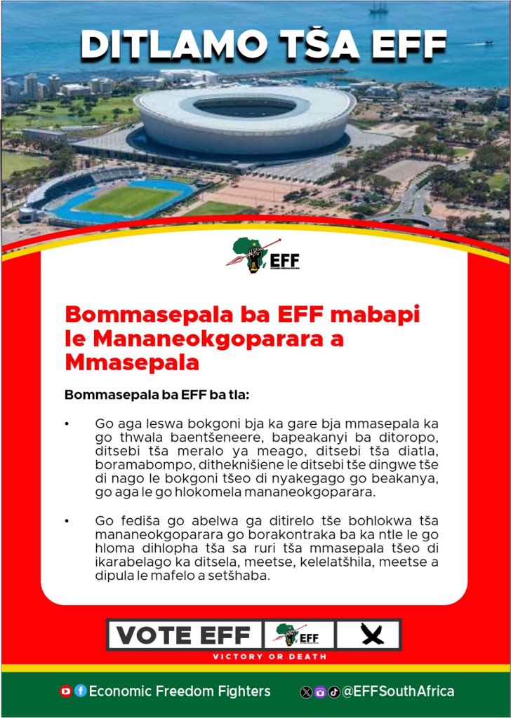 EFFSouthAfrica's tweet photo. ♦️KGAPELETXO PALO♦️

Maikemishetxo a Lekgotla Se Legae a Economic Freedom Fighters. https://t.co/T4OnhjtgCo