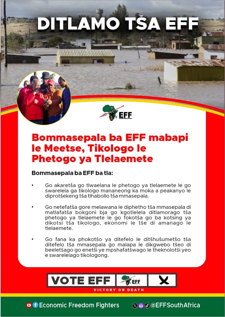 EFFSouthAfrica's tweet photo. ♦️KGAPELETXO PALO♦️

Maikemishetxo a Lekgotla Se Legae a Economic Freedom Fighters. https://t.co/T4OnhjtgCo