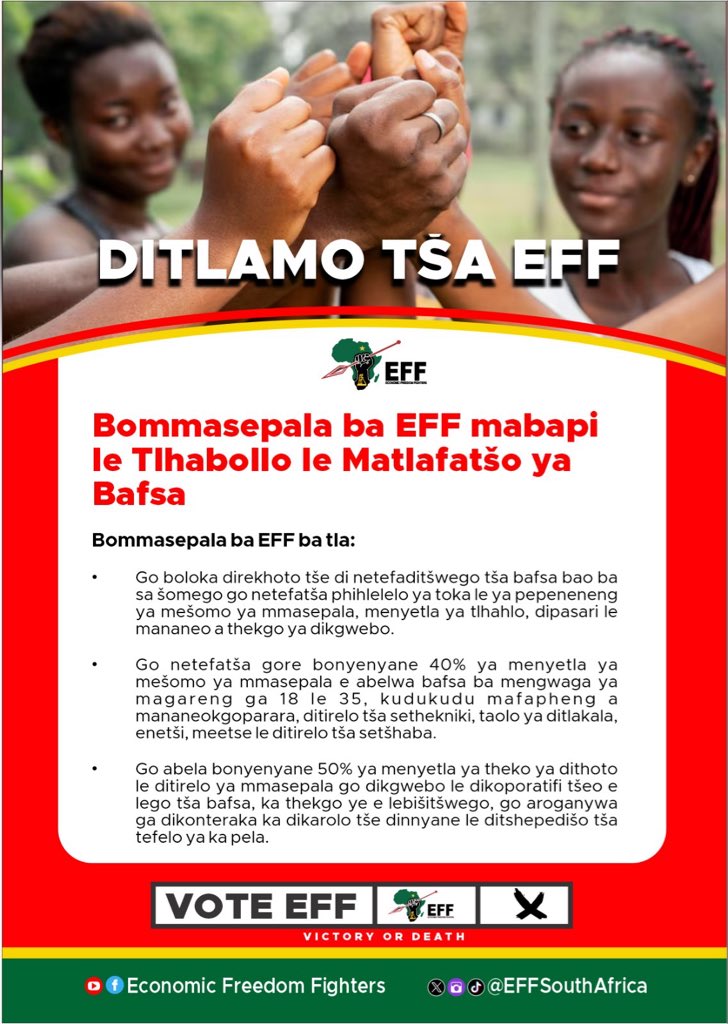 EFFSouthAfrica's tweet photo. ♦️KGAPELETXO PALO♦️

Maikemishetxo a Lekgotla Se Legae a Economic Freedom Fighters. https://t.co/T4OnhjtgCo