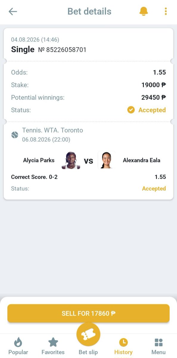 KamaruRidd47222's tweet photo. Low odds for Alex Eala Today...
But Correct score 2-0 was my option Bet Today, Lets Go Alex another Conquer the World🎾

Bet &amp; Register Link in the Comments

#WTA500 #wtatoronto #wtaalexeala #alexeala #alex #wta #melbet #sportsbet #tennis #worldtennis #bettingtips #bettingtennis https://t.co/tzaqr8I3km