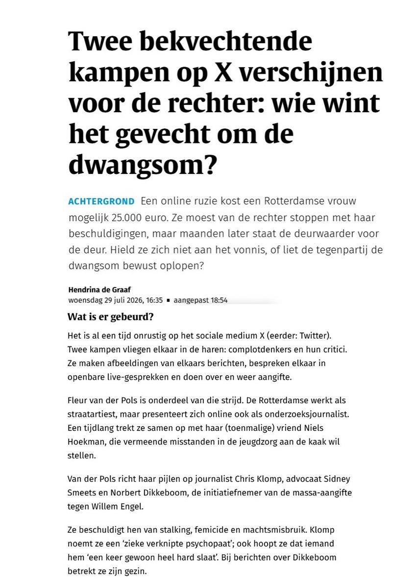 ThieuVisser's tweet photo. Het door het @ndnl onder dwang van Norbert Dikkeboom offline gehaalde artikel van Hendrina is boven water. Zij noemen haar een leugenaar en denigrerend ‘journalist’ die broddelwerk levert. Mijn ervaring is dat zij een integere journalist is. 👇👇👇 https://t.co/NF3WqAphay