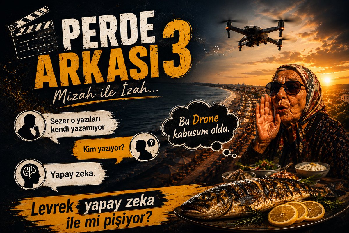 sezerkatkay's tweet photo. 🎬 PERDE ARKASI 3 / Mizah ile İzah…

GÜNEY YILDIZI’NDA BALIK YAPAY ZEKÂ İLE Mİ PİŞİYOR?

Aynı kahvehane… Ben yokum. Ama gündem yine ben.

“Sezer o yazıları kendi yazmıyor.”

“Kim yazıyor?”

“Yapay zekâ.”

Masadakiler de ikna oluyor.

Çünkü onlara göre insan yazı yazabilir ama güzel yazamaz.

Hayatında ChatGPT açmamış, prompt nedir bilmiyor ama teşhisi üç saniyede koyuyor.

Birkaç gün sonra belediyeyle ilgili yanlış bilgiler yazılan bir paylaşıma tek tek, belgeli cevap verdim.

Bir dakika geçmeden yorum geldi:

“Boşuna uğraşma… Onu da yapay zekâ yazıyor.”

O an anladım.

Memlekette yeni bir meslek doğmuş:

Yapay Zekâ Uzmanlığı.

Yazı mı yazdın?

Yapay zekâ.

Proje mi ürettin?

Yapay zekâ.

Peki son iki yılda belediyede yapılanları da yapay zekâ mı yaptı?

Ayas sahilinde yıllarca kaldırımlar mangalın, semaverin, çadırın işgali altındaydı.

Zor oldu ama düzen sağlandı.

Kaldırımlar yeniden yayaya kaldı.

“Kesin bunu da yapay zekâ yaptı.”

Şezlonglar metre metre dizildi.

Drone havalandı.

Ortaya jilet gibi bir sahil çıktı.

“Fotoğraf gerçek değil.”

“Yapay zekâ.”

Hiç unutmuyorum…

Uzun zamandır Yumurtalık’a gelmeyen bizim kaçak teyze de aynı teşhisi koymuştu.

“Yumurtalık’ta böyle sahil yok. Başka yerin fotoğrafını paylaşmışlar.”

Vallahi fotoğraf gerçekti.

Sorun sahilde değil, eski sürüm çalışan zihindeydi.

400 kilometre öteden duyumla hüküm verince böyle oluyor.

Duydum ki drone da kabusu olmuş.

Uçak sanıyormuş.

Durumu ağır diyorlar. 🙂

Neyse…

Başkan sabah köyde, öğlen esnafta, akşam cenazede, gece düğünde ya da sahilde.

“Bu kadar yere yetişemez.”

“Kesin yapay zekâ.”

Sonra Güney Yıldızı’na geliyor aynı uzman.

Seyfi Usta’nın levreğini yiyor.

Bir lokma…

İkinci lokma…

İçinden geçiriyor:

“Kesin bunu da yapay zekâ pişirdi.”

Bazıları yapay zekâyı sihirli değnek sanıyor.

Oysa yapay zekâ senin yerine düşünmez.

Hayal kurmaz.

Mücadele etmez.

Gece yarısı aklına gelen fikri kaybolmasın diye saatlerce bilgisayar başında çalışmaz.

Sabahın ilk ışığında mesaiye başlamaz.

Güneşin altında ter dökmez.

Bel altı saldırılara rağmen hedefinden vazgeçmez.

Bir hayale bütün kalbiyle inanmaz.

İşin sırrı ekrandaki yapay zekâda değil… O ekranın arkasındaki kafada.