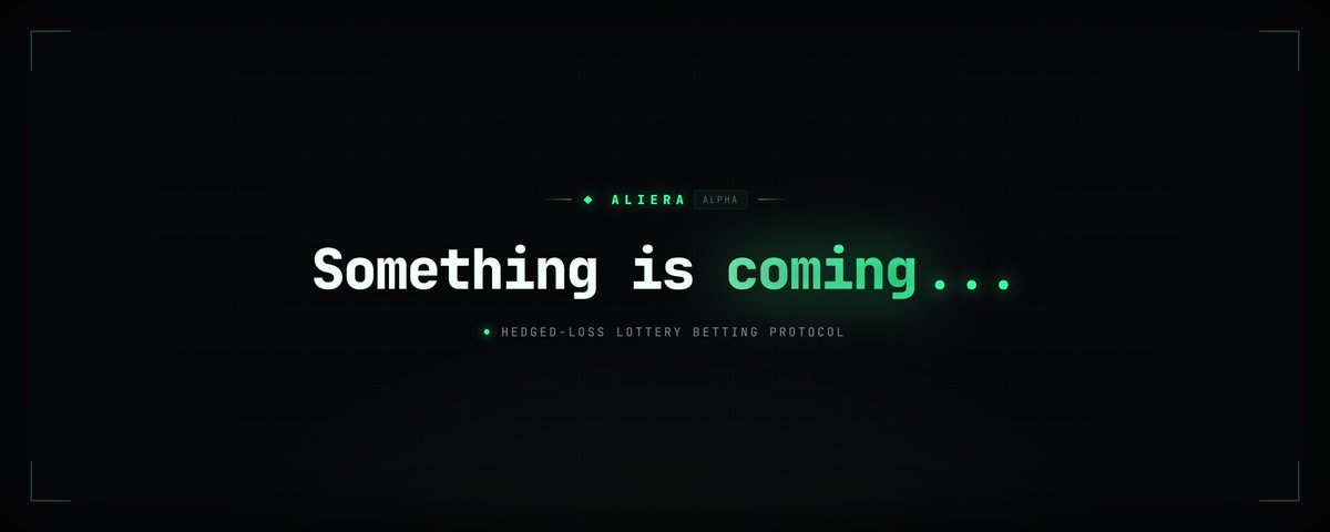 AlieraLottery's tweet photo. Here is a classic announcement of the announcement. Something tasty is coming this week. Aliera is closer than you think. Prepare your wallets for making generational asymmetrical bets. And keep your notifications on! 🍀 https://t.co/Byssklm6Hv