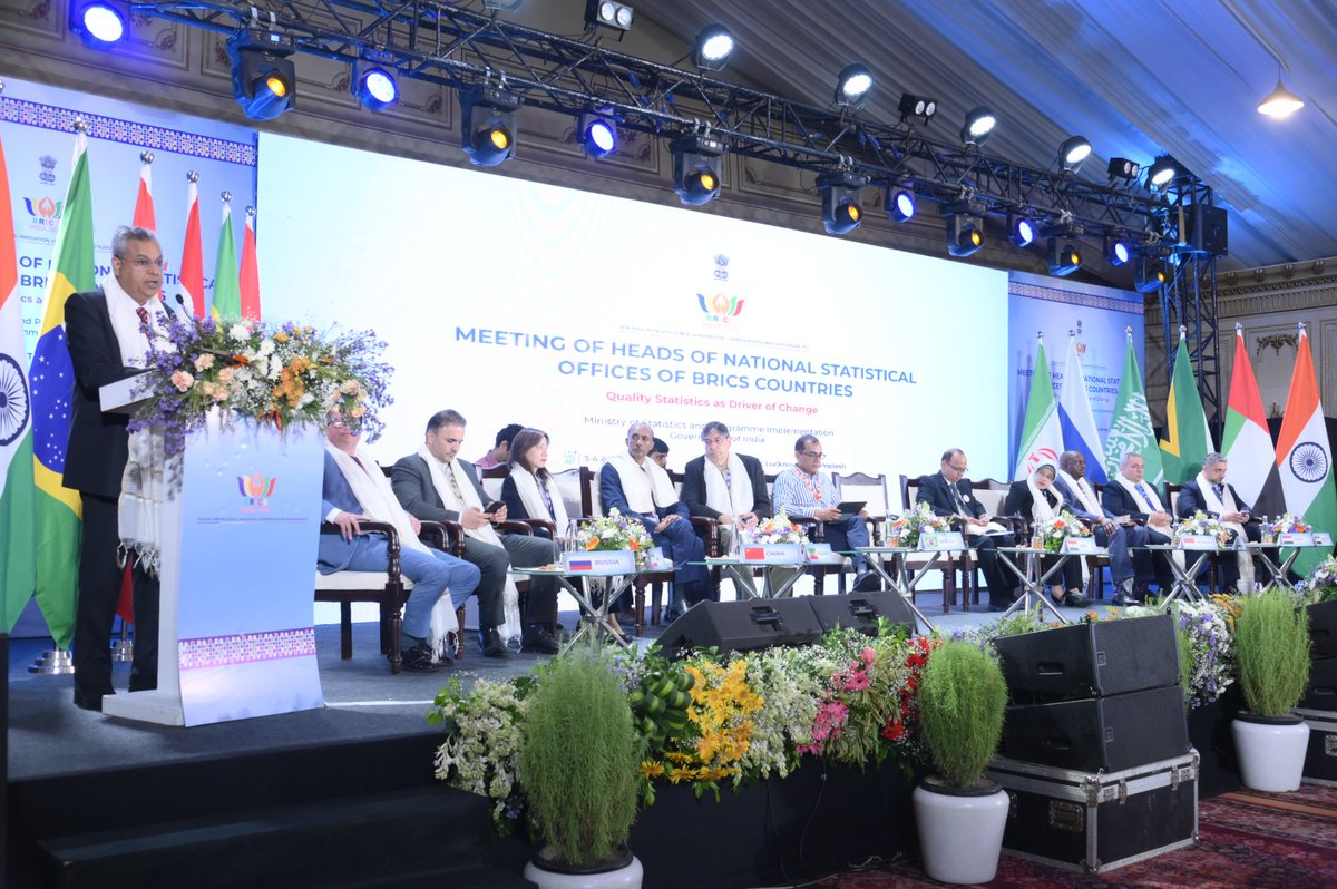 GoIStats's tweet photo. Under #BRICS2026 India Chairship, the BRICS Heads of National Statistical Offices Meeting was inaugurated in Lucknow. Heads of NSOs from BRICS member countries convened to deliberate on “Quality Statistics as Driver of Change,” reinforcing our collective commitment to deeper statistical cooperation and data-driven governance.
@BricsIndia2026 @narendramodi @mygovindia @PIB_India @Rao_InderjitS @NITIAayog @MEAIndia
#BRICS #India #Lucknow #Statistics #DataDrivenGovernance #OfficialStatistics #StatisticalCooperation #DataForDevelopment #Governance #Innovation #GlobalPartnership #PublicPolicy #EconomicDevelopment #QualityStatistics #BRICSIndia #InternationalCooperation #DataAnalytics #SustainableDevelopment #DigitalGovernance #StatisticalSystems
