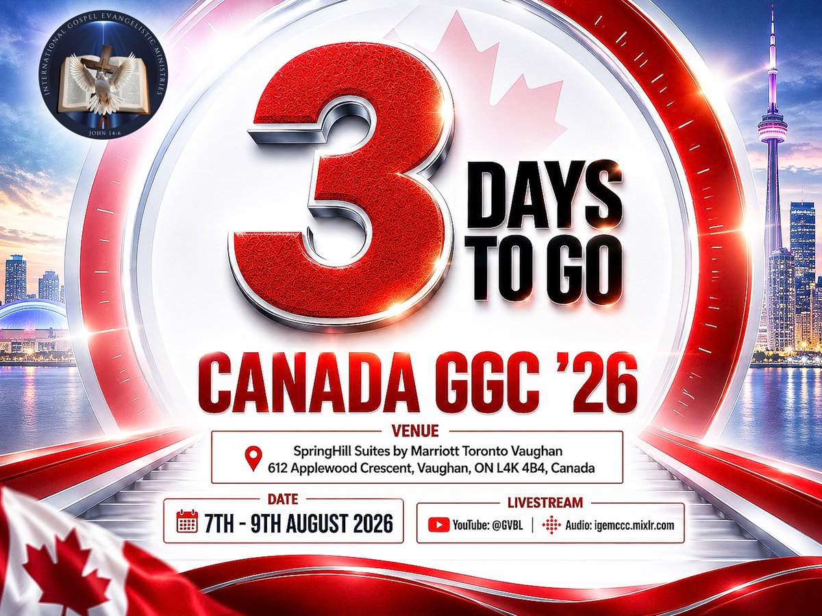 igemcity's tweet photo. The countdown is almost over! In just 3 days, Canada Global Gospel Congress '26 begins. Get ready for a divine encounter that will transform lives through the power of God's Word and the Holy Spirit.

#igemccc #3DaysToGo #CanadaGGC26 #GlobalGospelCongress #RevivalIsHere https://t.co/BaGVqnPq2m