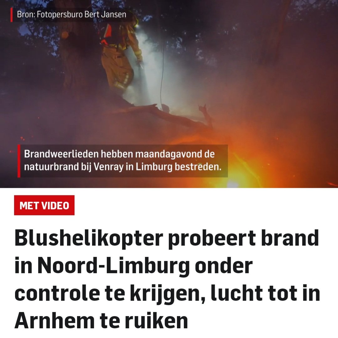 Grote natuurbrand bij Oostrum, inzet blushelikopter
