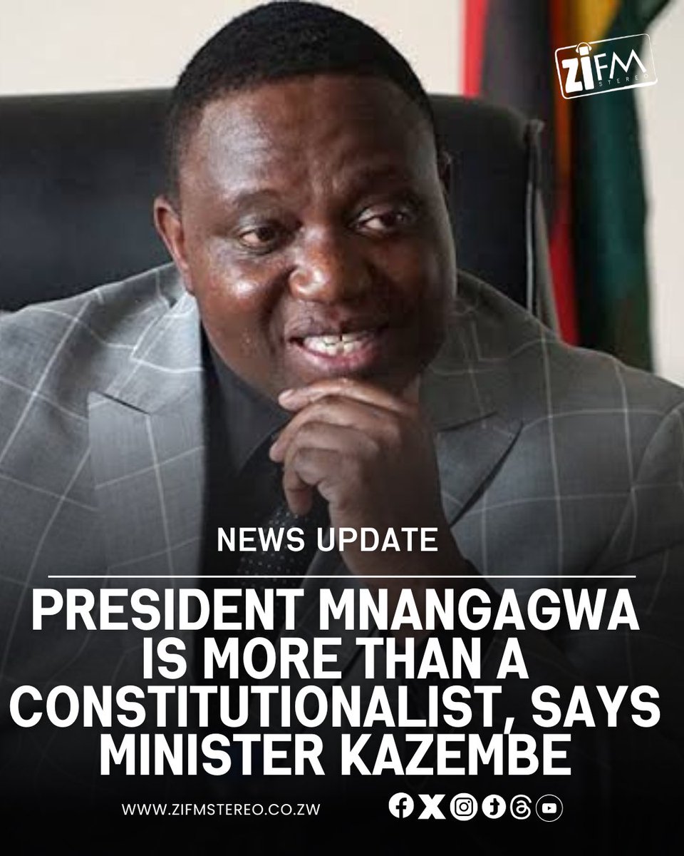 ZiFMStereo's tweet photo. ZANU-PF Mashonaland Central Chairman and Home Affairs Minister Kazembe Kazembe says President Emmerson Mnangagwa has demonstrated that he is a constitutionalist by allowing the process around Constitutional Amendment Bill Number Three to run its course before signing it into law. Minister Kazembe said unlike other leaders who take shortcuts, President Mnangagwa respected the Constitution and stuck to his word.
