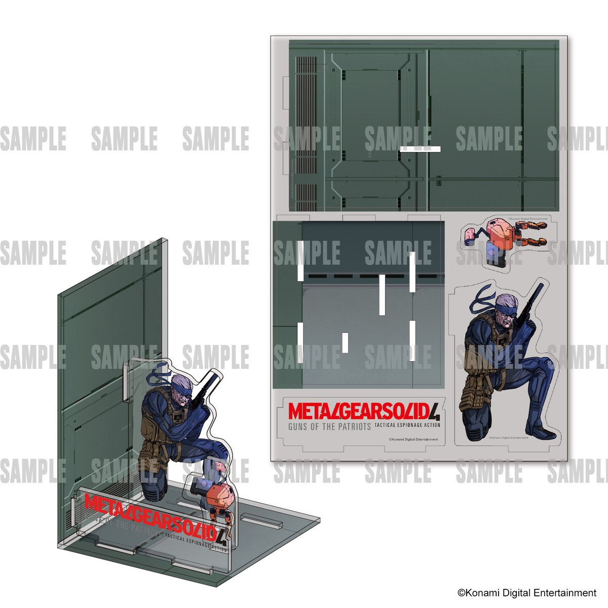 ulttivo's tweet photo. 「METAL GEAR SOLID」POP UP STORE
アクリルブックエンドは『METAL GEAR SOLID 4 GUNS OF THE PATRIOTS』のアウターヘイブンに潜入するオールド・スネークとメタルギアMk.IIIを再現！台座には別売りのアクリルスタンドも併せて飾れます！

【会場】紀伊國屋書店 新宿本店
【開催期間】2026/8/18(火)～2026/9/4(金)
#MetalGearSolid #ULTTiVO