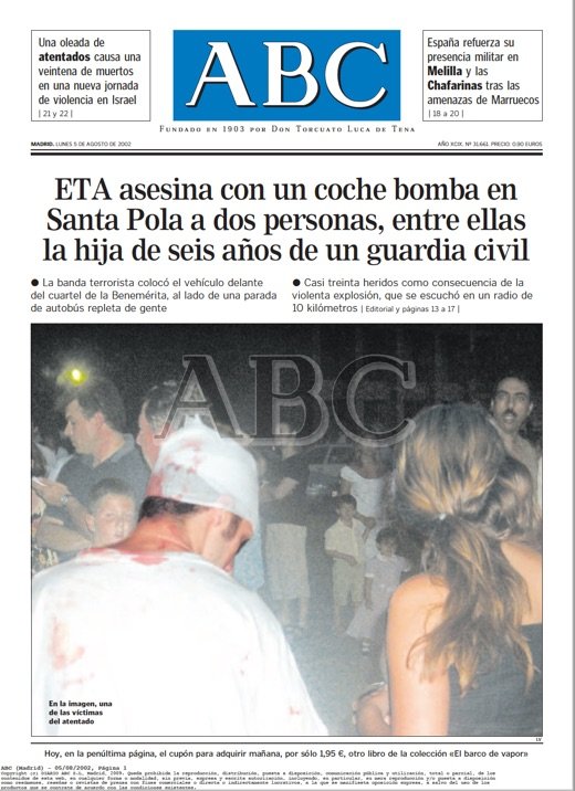 CarlosDeUrrecha's tweet photo. In Memoriam
Caídos por Dios y por España,
¡¡Presentes!!
D.E.P
La Muerte no es el Final
Siempre en Nuestra Memoria
¡¡Viva España!!
¡¡Arriba España!!

4/08/2002 ETA asesinaba a la niña Silvia Martínez Santiago y a D Cecilio Gallego Alaminos con un coche bomba en Santa Pola
https://t.co/WbfSYtfXep