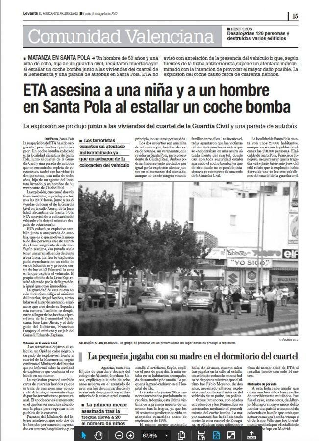 CarlosDeUrrecha's tweet photo. In Memoriam
Caídos por Dios y por España,
¡¡Presentes!!
D.E.P
La Muerte no es el Final
Siempre en Nuestra Memoria
¡¡Viva España!!
¡¡Arriba España!!

4/08/2002 ETA asesinaba a la niña Silvia Martínez Santiago y a D Cecilio Gallego Alaminos con un coche bomba en Santa Pola
https://t.co/WbfSYtfXep