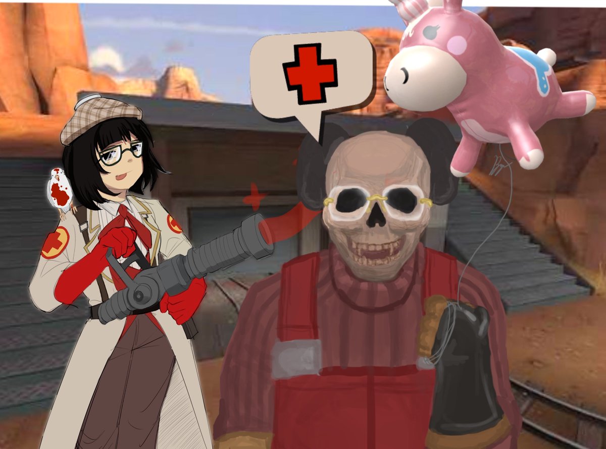 DerrronG's tweet photo. TF2 Art Collab with @tednui my π¦
As our mains with their respective accessories.
#tf2 #tf2medic #tf2pyro https://t.co/JCymco8n4v
