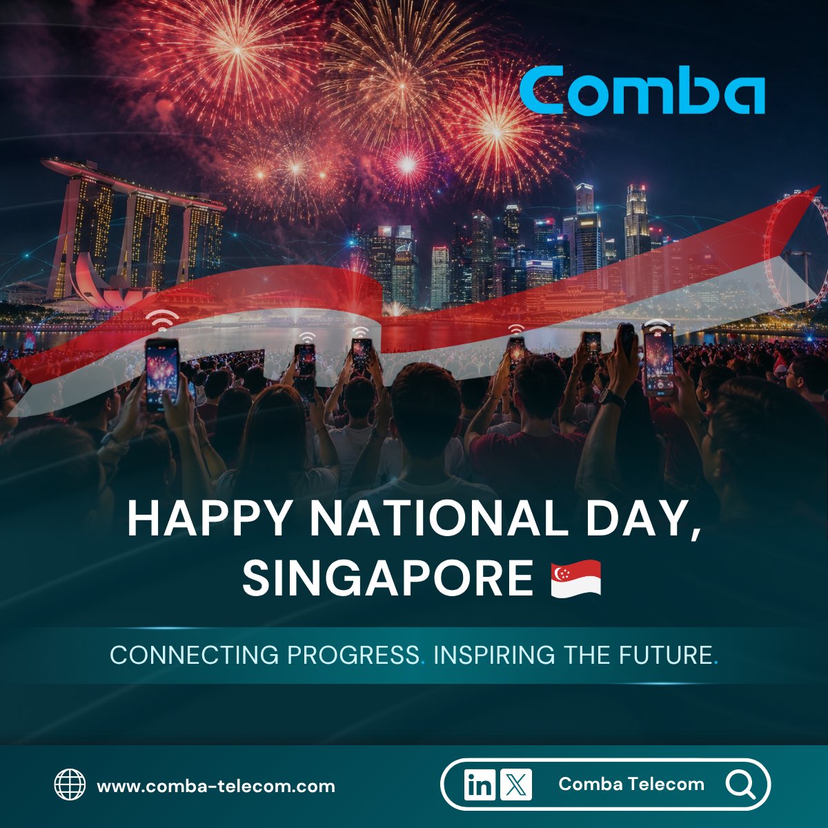 Comba_Telecom's tweet photo. 🇸🇬✨ Happy 61st National Day to #Singapore from our Global HQ!

As Singapore celebrates 61 years of progress, Comba continues pushing the frontiers of #wireless #connectivity with smarter, greener &amp; resilient #network solutions worldwide. 🔴⚪ https://t.co/BVdXbwm38N