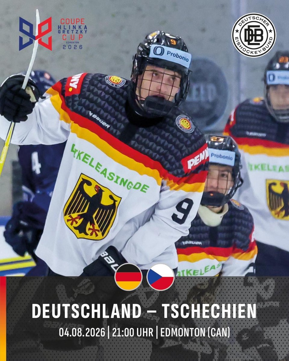 deb_teams's tweet photo. Die deutsche U18-Nationalmannschaft bestreitet heute ihr zweites Gruppenspiel beim Hlinka Gretzky Cup. Um 21 Uhr deutscher Zeit trifft das Team auf Tschechien. Alle Statistiken zum Spiel: https://t.co/OPdxUfXwbl https://t.co/2TuixkuNNy