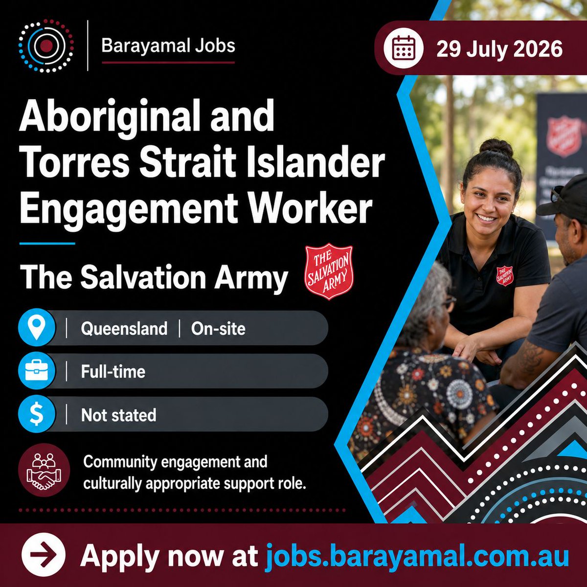Barayamal3's tweet photo. New First Nations engagement, procurement and cultural heritage roles are live on Barayamal Jobs.

Swipe through opportunities with Downer, The Salvation Army and Wadawurrung Traditional Owners Aboriginal Corporation.

Explore the roles and apply:
https://t.co/5AL1qjJ94k https://t.co/OfGWdtkE0h