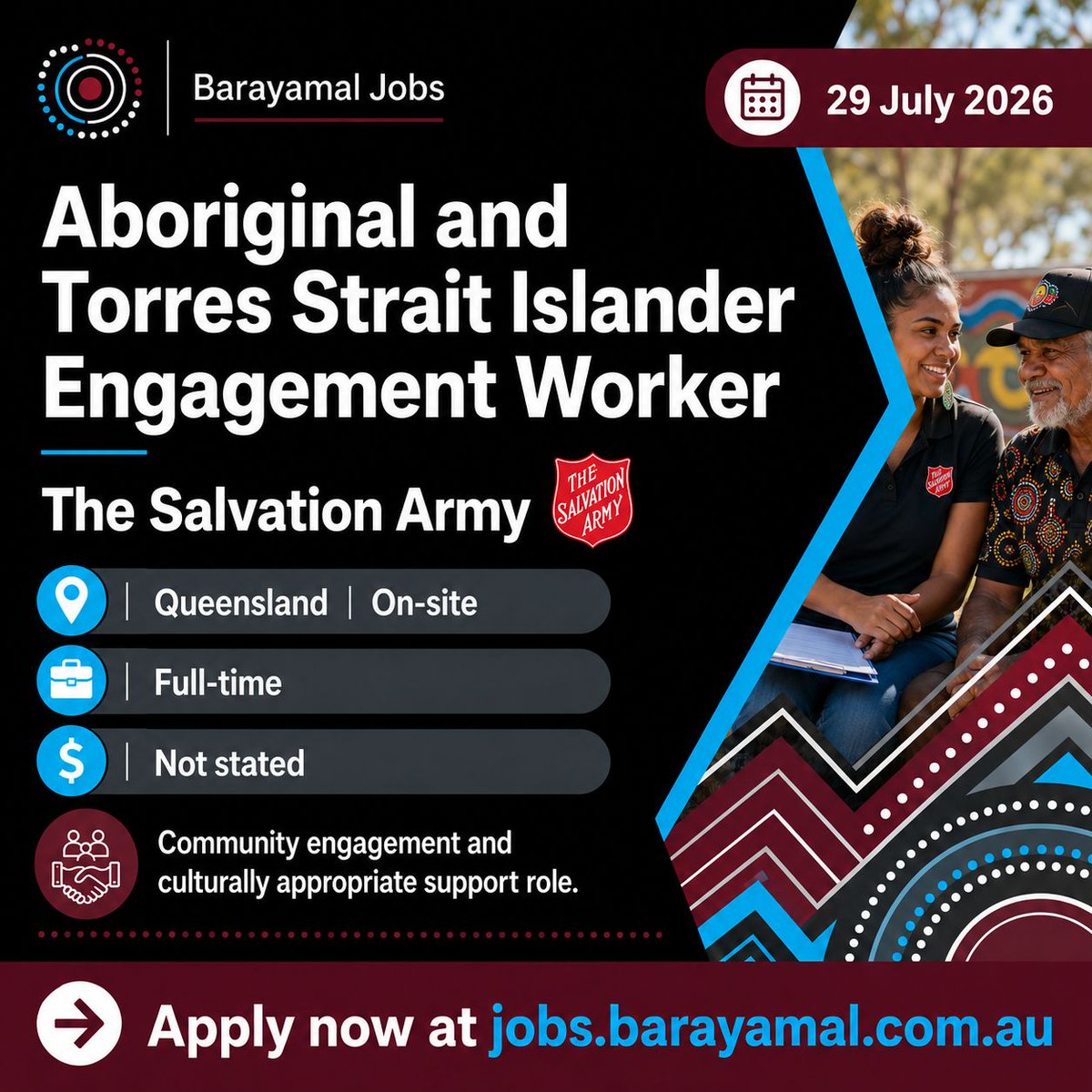 Barayamal3's tweet photo. New First Nations engagement, procurement and cultural heritage roles are live on Barayamal Jobs.

Swipe through opportunities with Downer, The Salvation Army and Wadawurrung Traditional Owners Aboriginal Corporation.

Explore the roles and apply:
https://t.co/5AL1qjJ94k https://t.co/OfGWdtkE0h