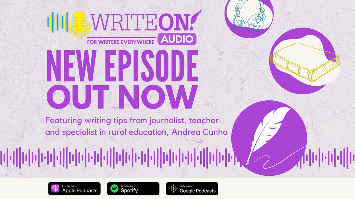 Pen_to_Print's tweet photo. 🎧 New episode alert 🎧 

This week on Write On! Audio, you can enjoy: ➡️ writing tips from journalist, teacher and specialist in rural education, Andrea Cunha. 

Listen to this episode here: https://t.co/WcorGzkKrU

Or on your favourite podcast streaming platform https://t.co/nhtUdGppOP