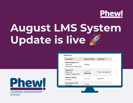 PhewUK's tweet photo. π Your August #LMS release is here.
This month is all about control and clarity. Deciding who gets booked, keeping #admins in their lane, and giving #delegates a clearer view of what they've signed up for.
Here's what's new: https://t.co/Ck1uetSzJr https://t.co/2BeEe0xL3j