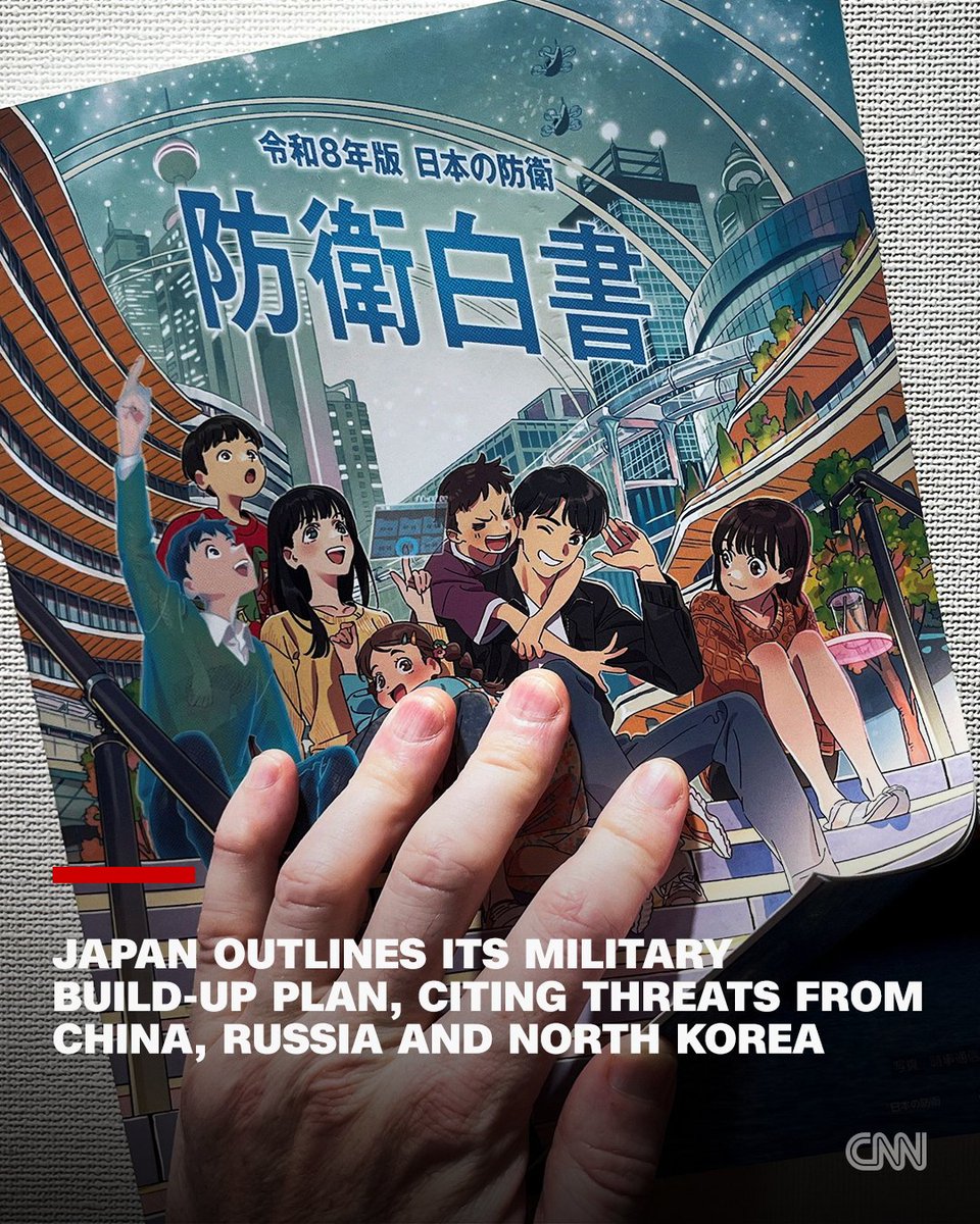 cnni's tweet photo. Japan's government is portraying its accelerating military buildup not only as ​a way to protect the country but as a route to greater prosperity, arguing in ‌its latest defence white paper that arms production can support economic growth. https://t.co/5A3etryt03 https://t.co/x5bPIiq7ak