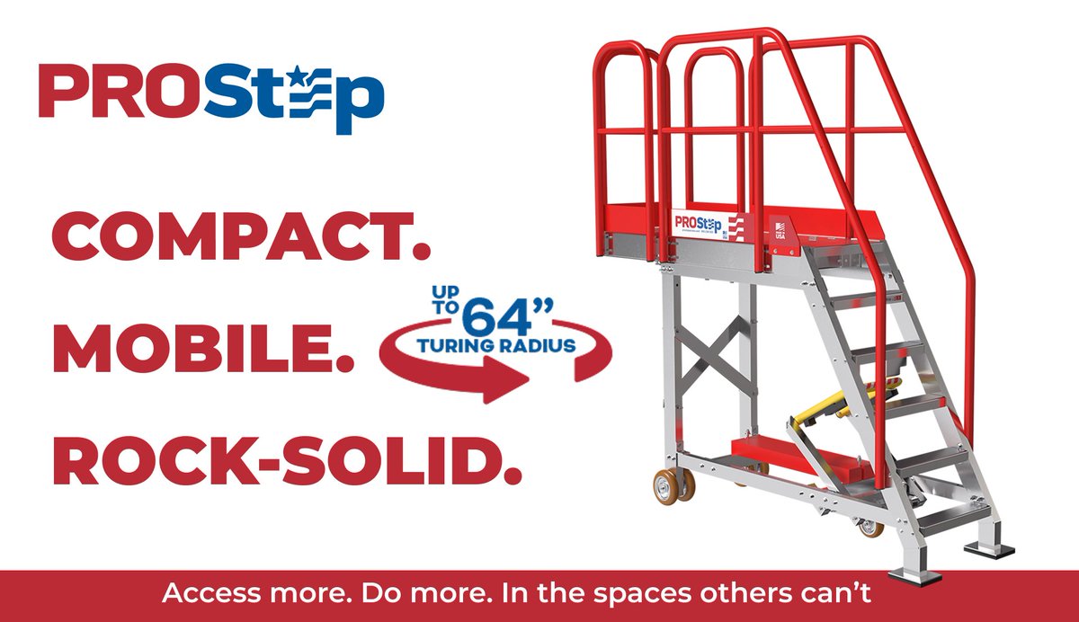 ErectaStep's tweet photo. Compact. Mobile. Rock‑solid. ProStep gives teams confident access around equipment, controls, and modular access points in tight aisles where conventional rolling ladders can’t reach.
#ProStep #RollingLadders #WarehouseSafety #IndustrialAccess #ErectaStep #MRO https://t.co/He29bSOcZk