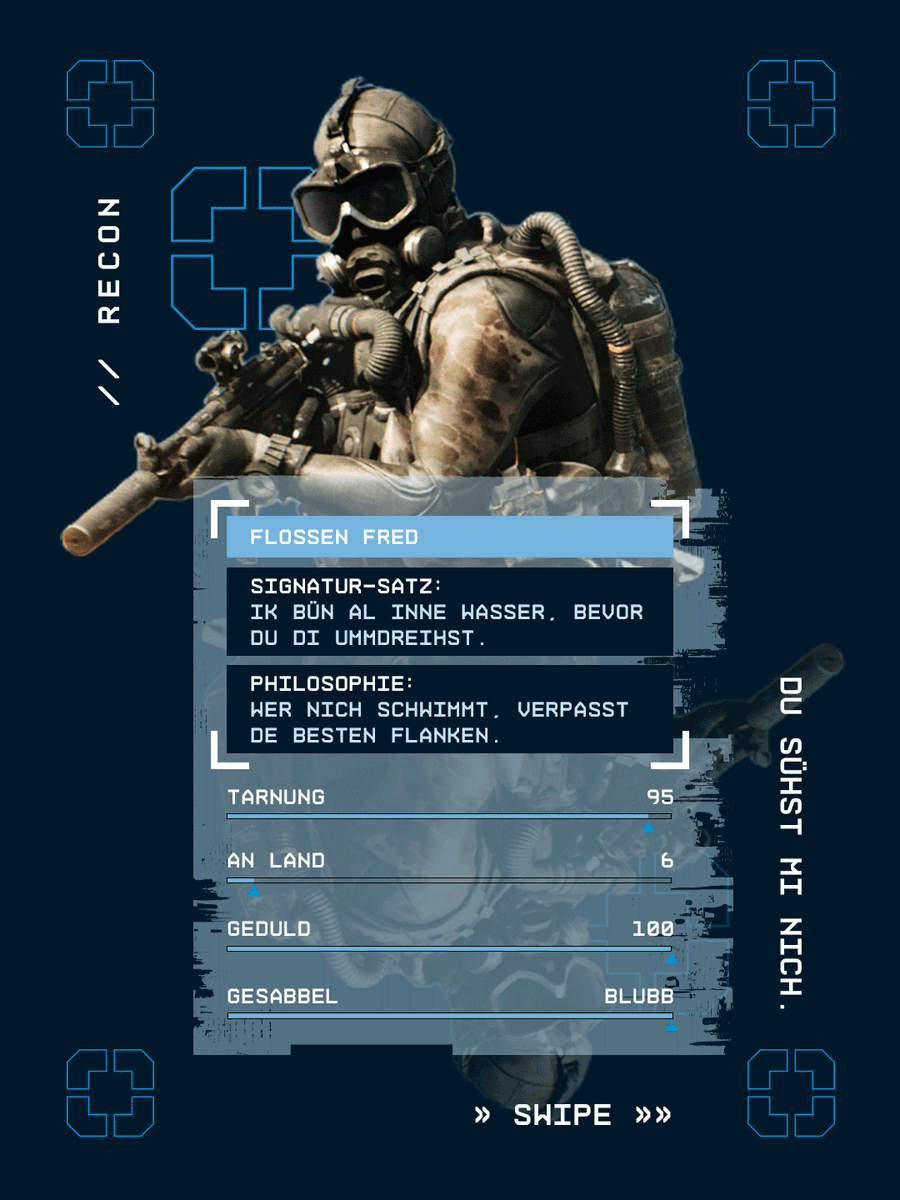 BattlefieldEADE's tweet photo. Vier Nordlichter, eine Mission, null Gesabbel. 😤

Welcher von den vieren bist du im Teamplay? Erni, Harry, Fred - oder der Käpten mit mehr Patenten als Kills? https://t.co/YUo6s7D1GR