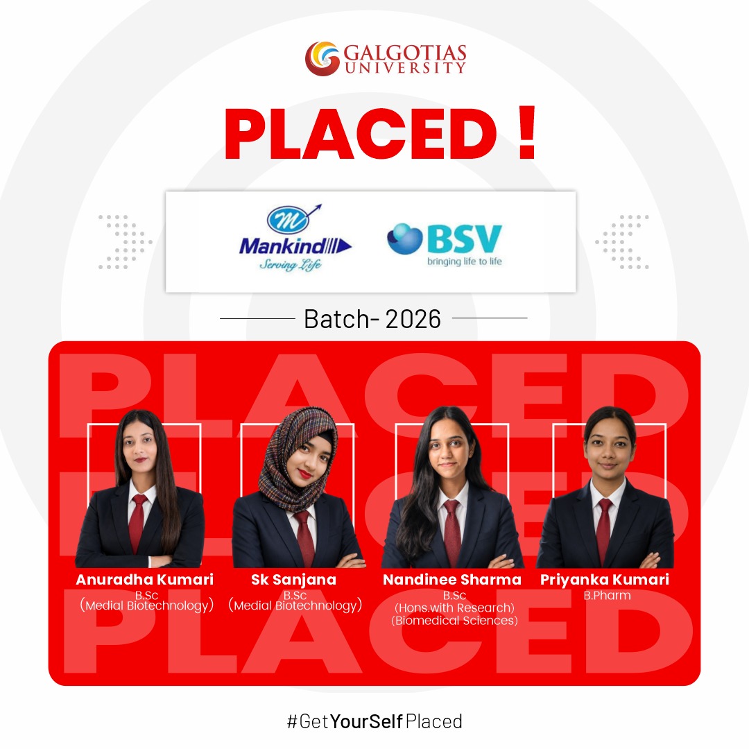 GalgotiasGU's tweet photo. Career journeys take shape when preparation meets opportunity.

Congratulations to Anuradha Kumari, SK Sanjana, Nandinee Sharma, and Priyanka Kumari from the Batch of 2026 on their placements with Mankind and BSV.

#Galgotias #Galgotia #galgotiasuniversity #galgotiauniversity #GalgotiasUniversity #GetYourSelfPlaced #CampusPlacements #HealthcareCareers