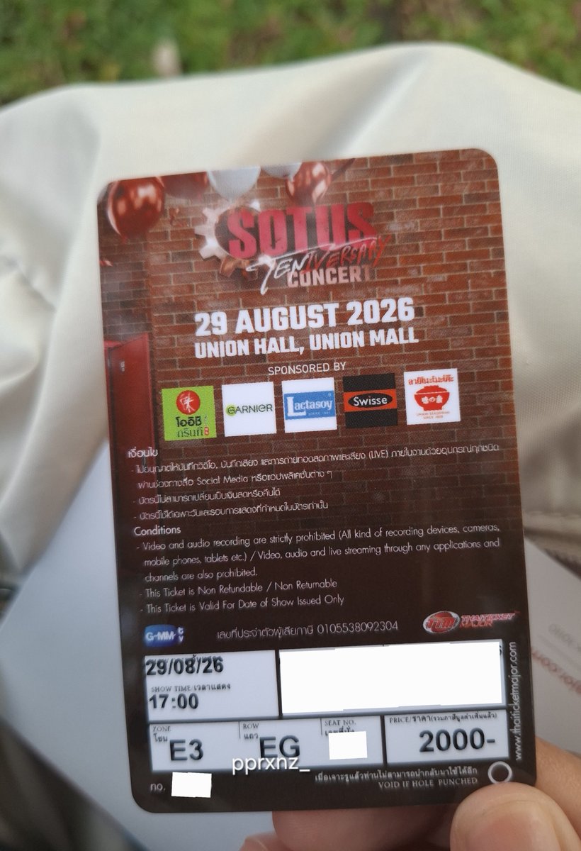 pprxnz_'s tweet photo. #SOTUS10thYearConcert
บัตร 2000 วันที่ 29/08
โซน E3 | Row EGxx
ปล่อยที่ 2200฿
📍นัดรับชนมือสยาม หรือตามแนว BTS ได้ค่ะ 🎀
สนใจ Dm สอบถามได้นะคะ
#SOTUSCONCERT #คริสสิงโต
#ตลาดนัดgmmtv #ตลาดนัดคริสสิงโต https://t.co/IQDhuAxWOC