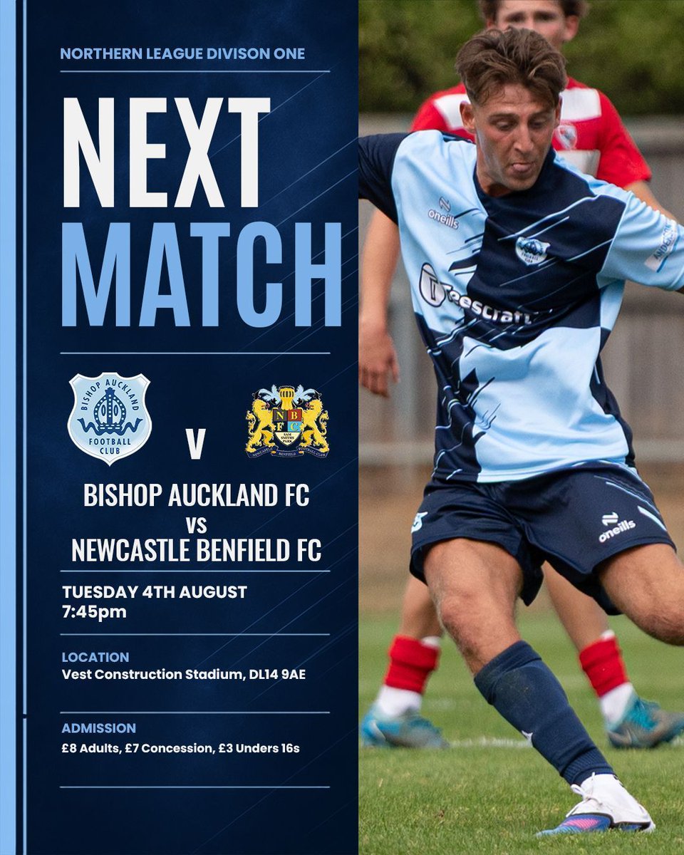 bishopafc's tweet photo. 🚨IT'S MATCHDAY!

Time to bounce back as we return home to face Newcastle Benfield on Tuesday night.

🆚 Newcastle Benfield FC
📍 Vest Construction Stadium
📅 Tuesday 4th August
⏰ 7:45pm

#TheBishops | #TwoBlues https://t.co/sPPsXnUInU
