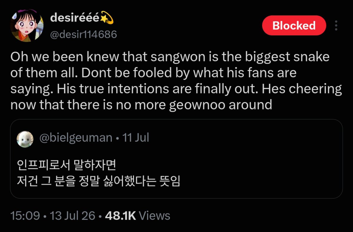 sangwonprotect's tweet photo. 🚨 MASS REPORT 🚨

Report under:
- Hate, Abuse or Harassment 

🖇️ https://t.co/FefUH5EtiU
🖇️ https://t.co/u1ZTjdIZKR

⛔️ 𝘿𝙊 𝙉𝙊𝙏 𝙀𝙉𝙂𝘼𝙂𝙀 / 𝙄𝙉𝙏𝙀𝙍𝘼𝘾𝙏 ⛔️ https://t.co/leT6qlK63g